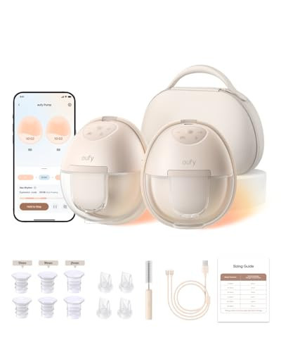 eufy Security Heated Wearable Breast Pump S1 Pro, Slim Hands-Free with Industry-Leading HeatFlow Tech, Wireless Charging Case, App-Controlled OptiRhythm, Hospital-Grade Suction, in-Bra Use | Amazon (US)
