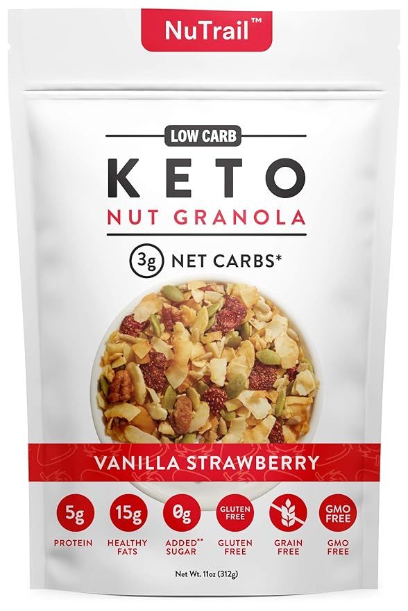 NuTrail™ - Keto Vanilla Strawberry Nut Granola Healthy Breakfast Cereal - Low Carb Snacks & Foo... | Amazon (US)