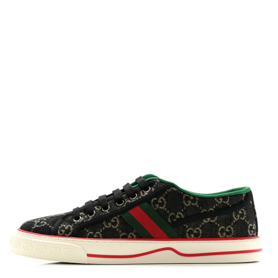 New Denim GG Monogram Web Mens 1977 Tennis Sneakers 8 Black Ivory | FASHIONPHILE (US)