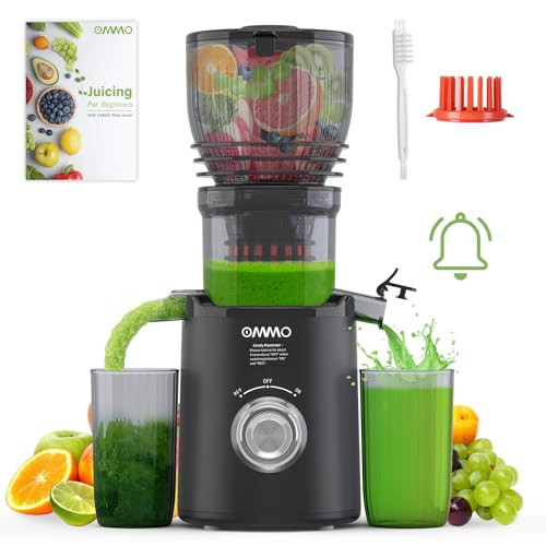 OMMO Juicer Machines, 300W Cold Press Juicer for Whole Vegetables & Fruits with 6'' Large Feed Chute, Slow Masticating Juicer Easy to Clean, High Juice Yield, BPA Free, Black | Amazon (US)