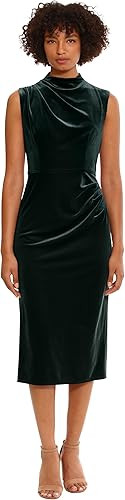 Donna Morgan Women's Sleek and Sophisticated Stretch Velvet Midi Event Occasion Party Date Night ... | Amazon (US)