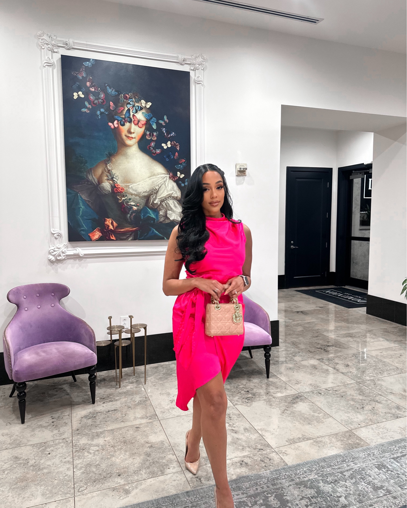 Pink is growing on me. Perfect for Breast Cancer Awareness Month.  

Not exact dress, just similar. 
Bag is Lambskin Cannage Mini Lady Dior Fard blush.

#galaseason

#LTKFindsUnder100 #LTKItBag #LTKSeasonal