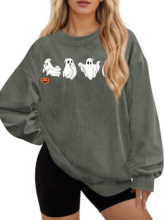 For G and PL Women Halloween Long Sleeve Sweatshirt Graphic Oversize Pullover Tops | Amazon (US)