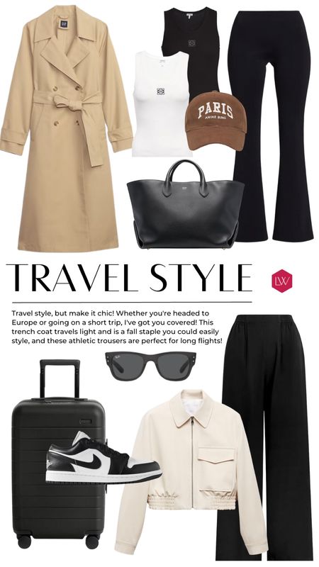 Travel style, but make it chic! Whether you're headed to Europe or going on a short trip, l've got you covered! This trench coat travels light and is a fall staple you could easily style, and these athletic trousers are perfect for long flights!

#LTKstyletip #LTKSeasonal #LTKFind