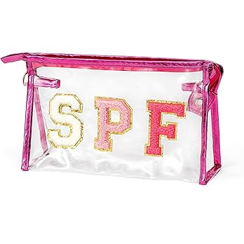 Preppy Patch Cosmetic Bag SPF Varsity Letter Summer Clear Toiletry Bag Aesthetic Waterproof Porta... | Amazon (US)