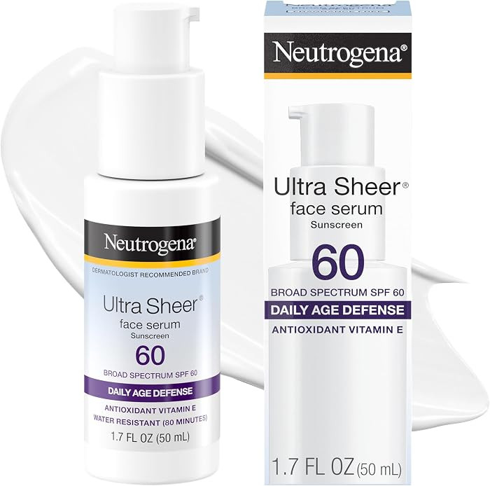Neutrogena, Ultra Sheer Face Sunscreen with Vitamin E and SPF 60, Sunscreen for Face with Broad S... | Amazon (US)