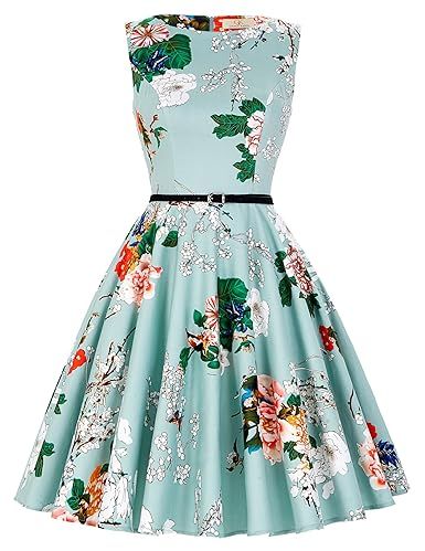 GRACE KARIN Boatneck Sleeveless Vintage Tea Dress Belt | Amazon (US)
