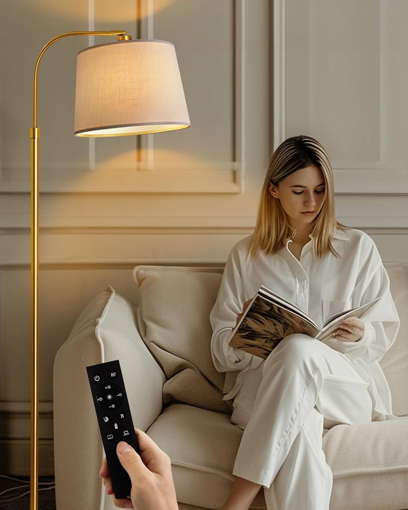 Oneach 62" Gold Floor Lamp for Living Rooms Tall Arc Standing Lamps with remote Bedrooms Industri... | Amazon (US)