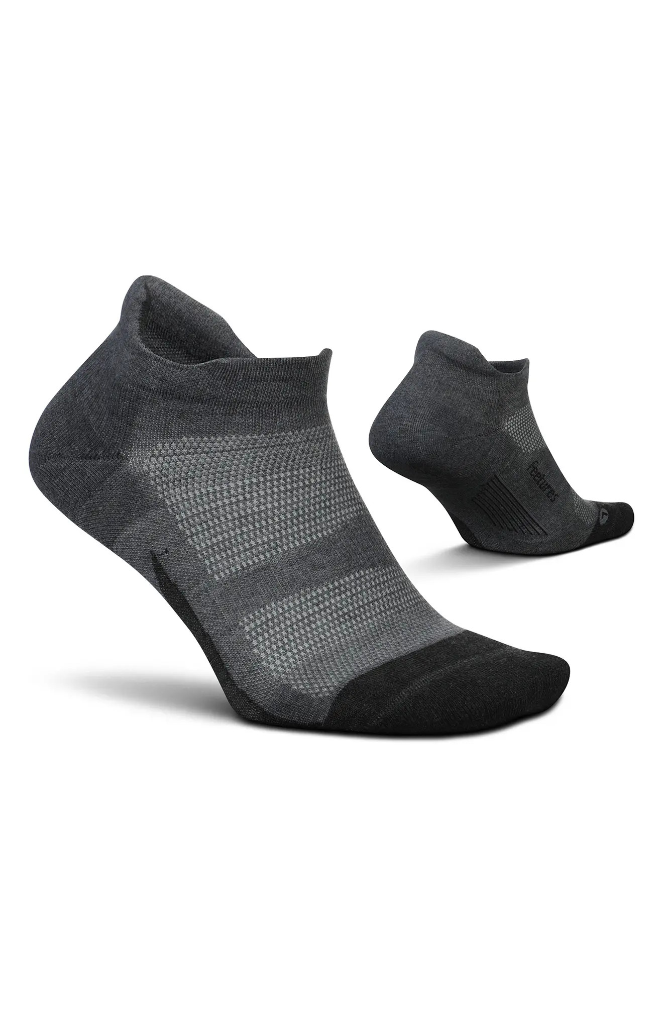 Feetures Elite Max Cushion No-Show Tab Socks, Size Medium in Gray at Nordstrom | Nordstrom
