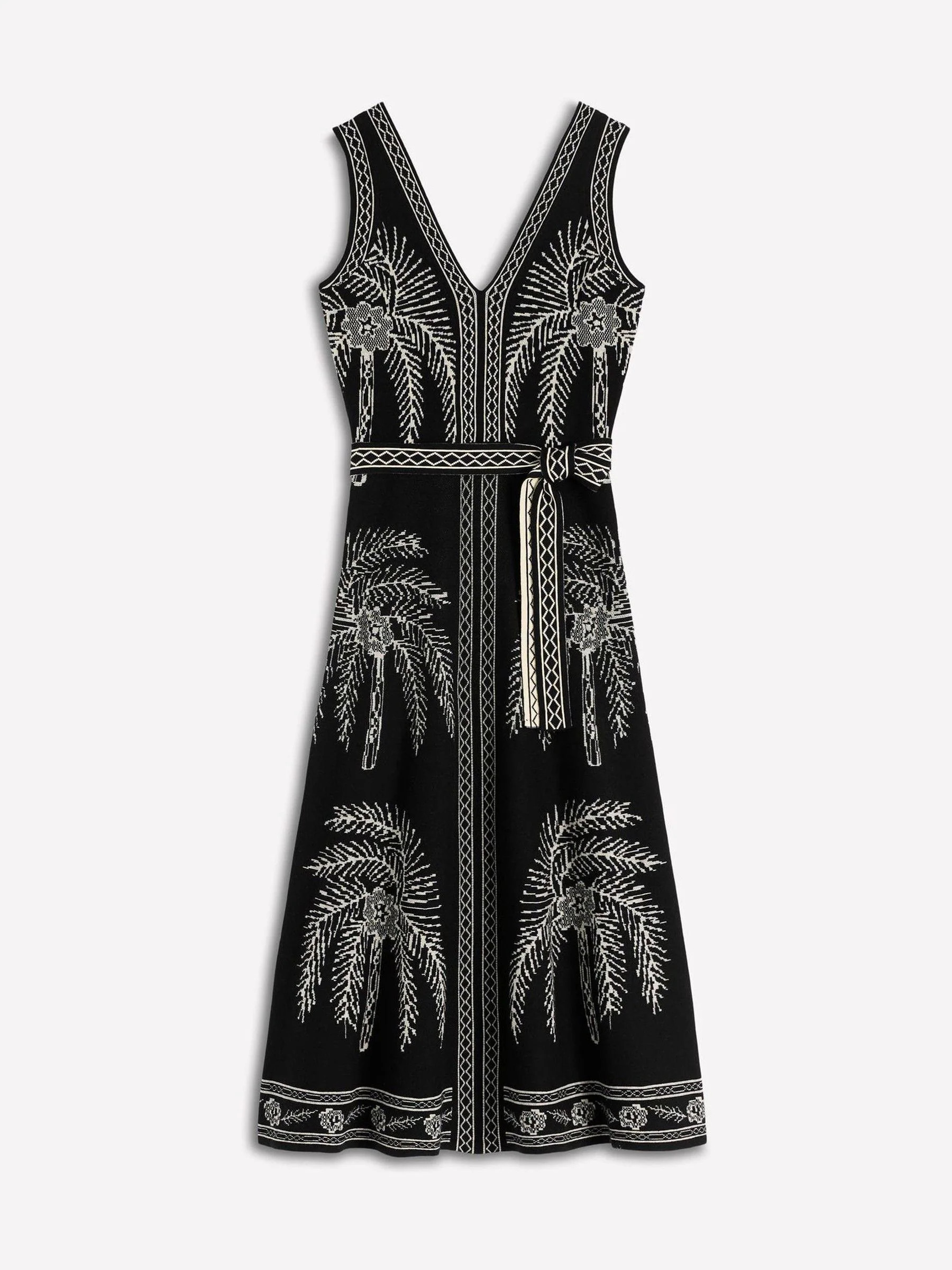 Boden Boden Black V-Neck Jacquard Dress | Next US