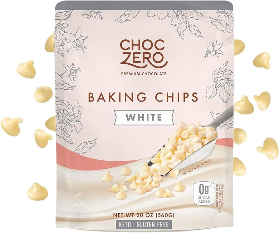 ChocZero White Chocolate Chips - Sugar Free, Low Carb, Keto Friendly, Gluten Free - 20 Ounce Bulk... | Amazon (US)