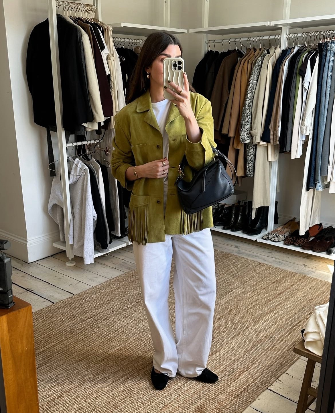 Spring Styling: Sometimes all it takes is one standout piece. This green suede tassle moment? An absolute statement. The perfect way to add colour to your wardrobe if like me, you tend to wear neutrals.

#LTKAprilSpotlight #LTKstyletip #LTKspring