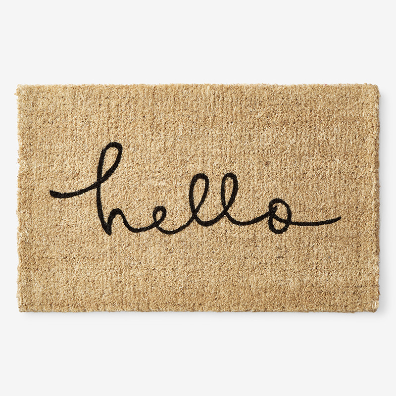 Hello Coir Doormat - Natural, 24 in. x 36 in. - Beige, Size 24 x 36, Animals Whimsy/Solid | The Company Store | The Company Store
