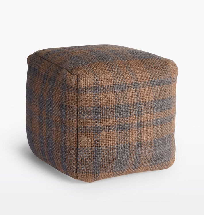 Plaid Wool Pouf | Rejuvenation