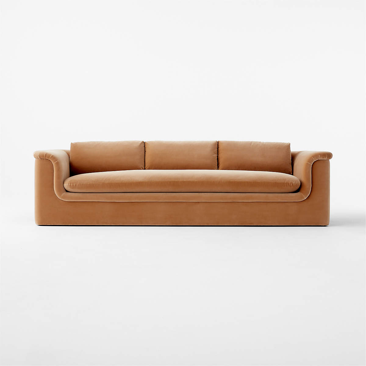 Mardones Camel Brown Velvet Sofa + Reviews | CB2 | CB2