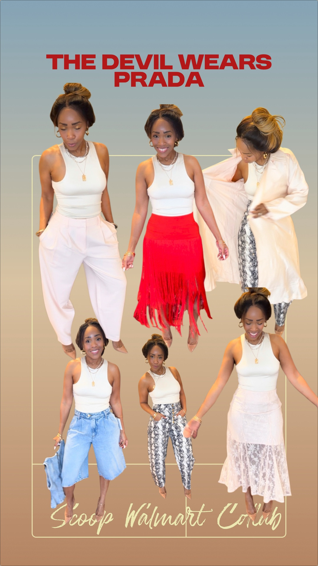 If you were thinking about it… you’re probably too late. Will link ENTIRE line. If your size is sold out, sign up for restock alert cause everyone is getting there shipments
now, meaning returns lol. 
I’m wearing size:
4 in all bottoms
XS in trench
Small in Denim peplum 
Comment “Prada” for links 💁🏽‍♀️

#LTKOver40 #LTKootd #LTKgrwm