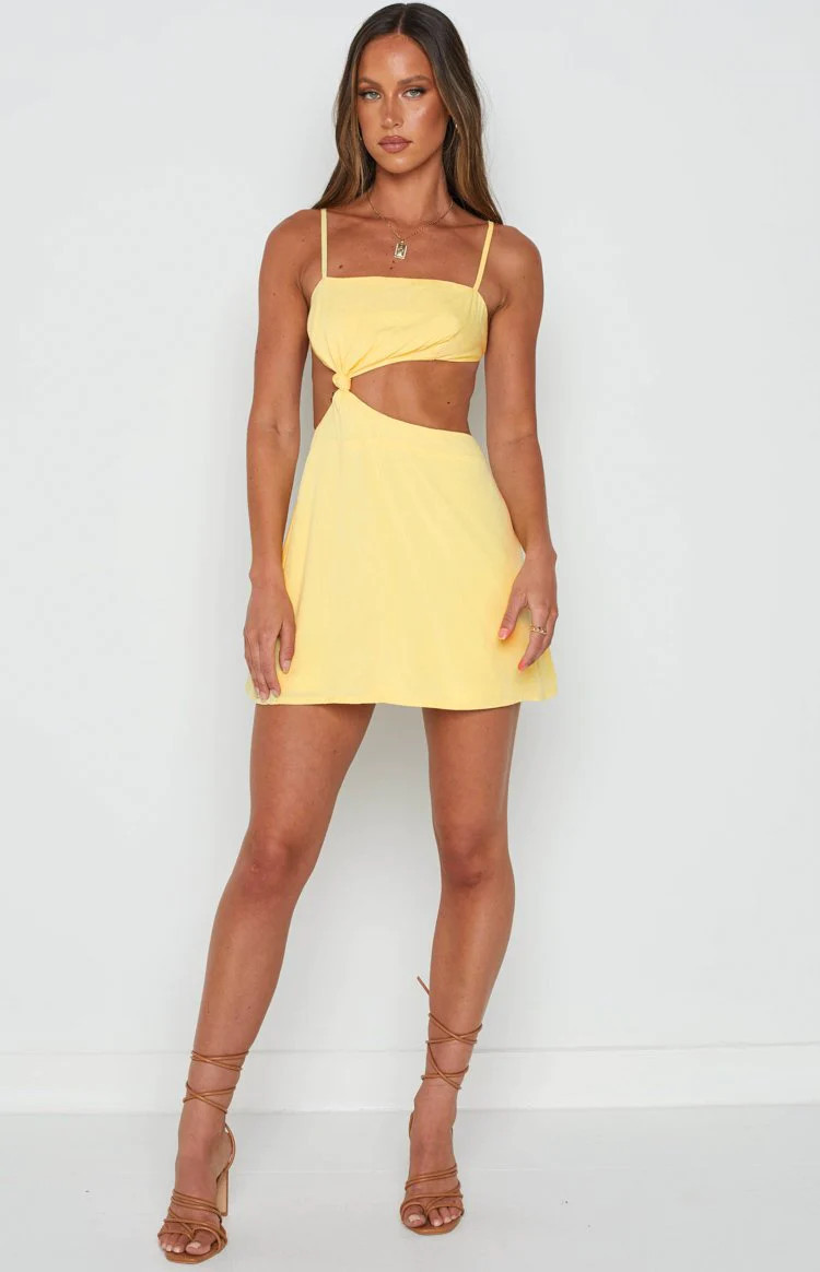 Tao Yellow Mini Dress | Beginning Boutique (US)