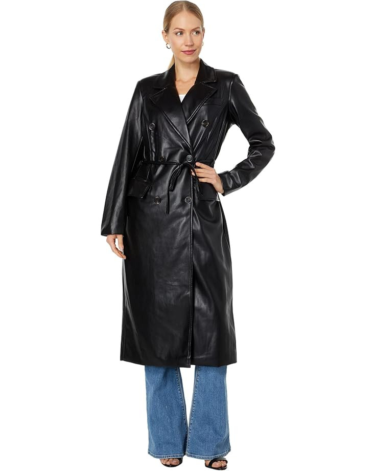 Avec Les Filles Belted Faux Leather Coat | Zappos