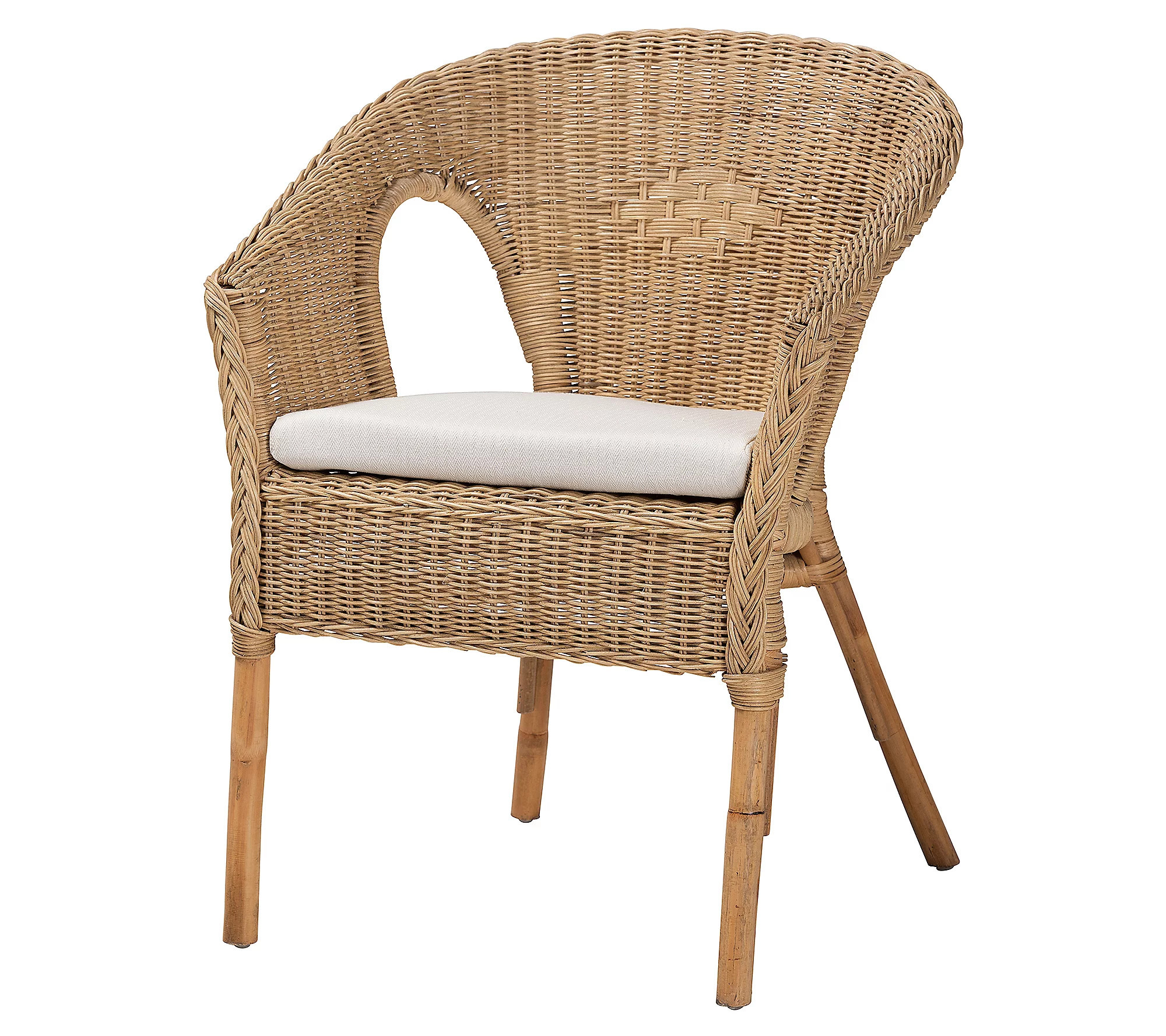 Abbey Natural Brown Antique Rattan Dining Chair | QVC