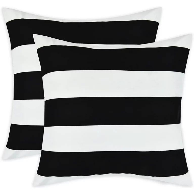 BLEUM CADE 2 Pack Black and White Striped Pillow Covers 18 x 18 inch Outdoor Patio Pillows Covers... | Walmart (US)