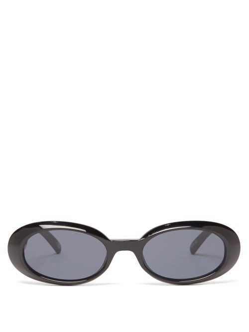 Le Specs - Work It Oval Acetate Sunglasses - Womens - Black | Matches (US)