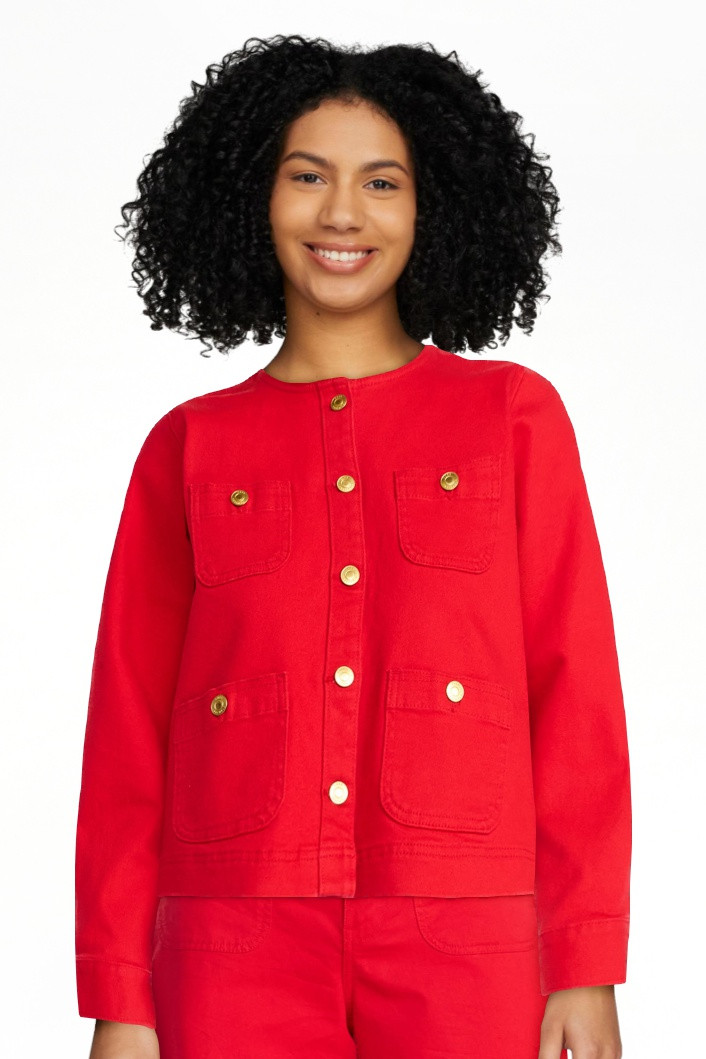 Free Assembly Women's Collarless Denim Jacket, Sizes XS-XXL | Walmart (US)