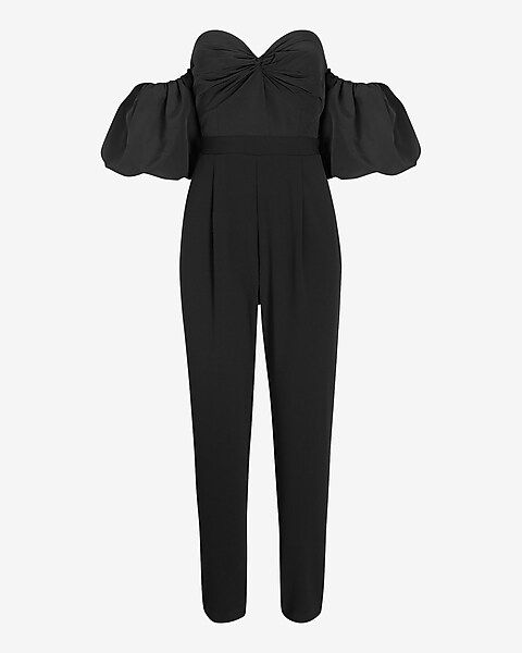 Off The Shoulder Puff Sleeve Jumpsuit | Express