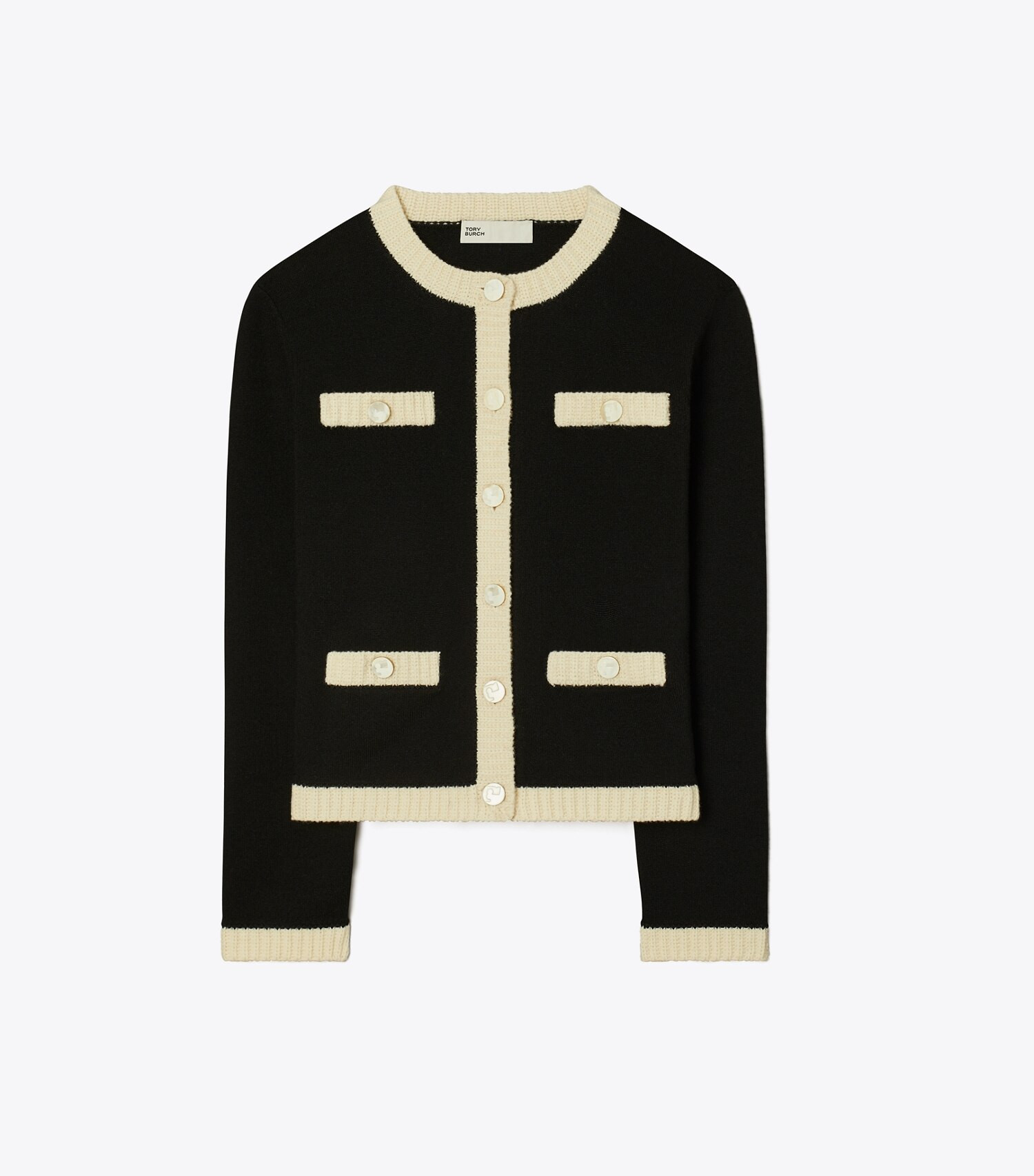 KENDRA CHUNKY WOOL TRIM CARDIGAN | Tory Burch (US)