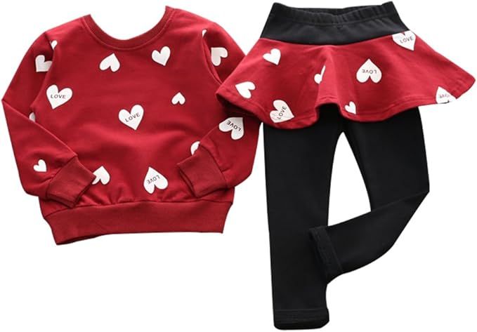BOMDEALS Adorable Cute Toddler Baby Girls Clothes Set,Long Sleeve T-Shirt +Pants Outfit | Amazon (US)