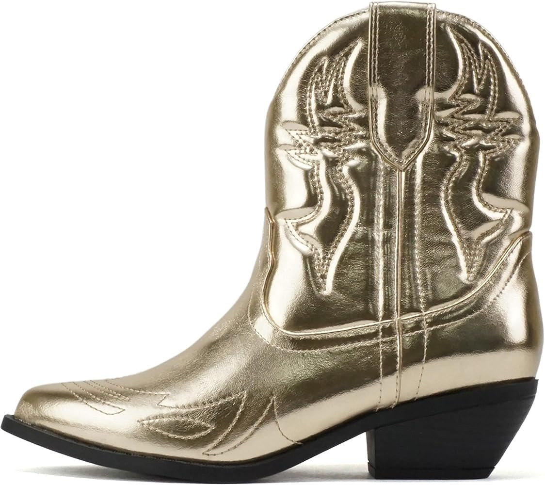 Soda Women Cowgirl Cowboy Western Stitched Ankle Boots Pointed Toe Short Booties Rigging-S (Wide ... | Amazon (US)