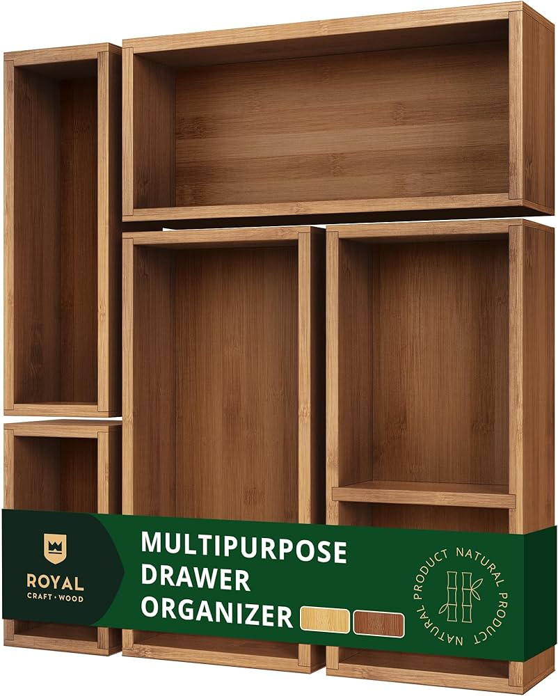 ROYAL CRAFT WOOD Premium Carbonized Bamboo Decorative Boxes - Drawer Organizer Set (5-Piece) – ... | Amazon (US)