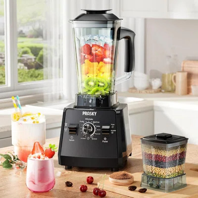 Professional Blender, Smoothies Blenders, PRASKY Max.2400Watts/1000Watts Blender and Grinder Combo 25000RPM Powerful Kitchen 68oz BPA Free 2 Container | Wayfair North America