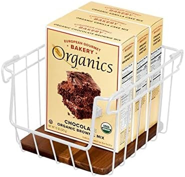 iDesign The Ría Safford Collection Open Front Wire Basket with Acacia Wood, 10" x 8" x 6" | Amazon (US)