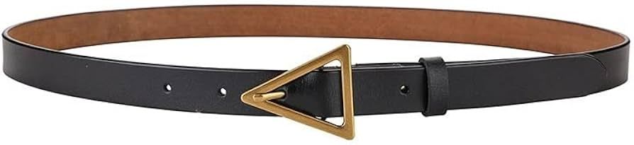 Yviv1yn Women's Belts,Women's Triangle Gold Buckle Belt,Triangle Gold Buckle Belt Pure Leather Bl... | Amazon (UK)