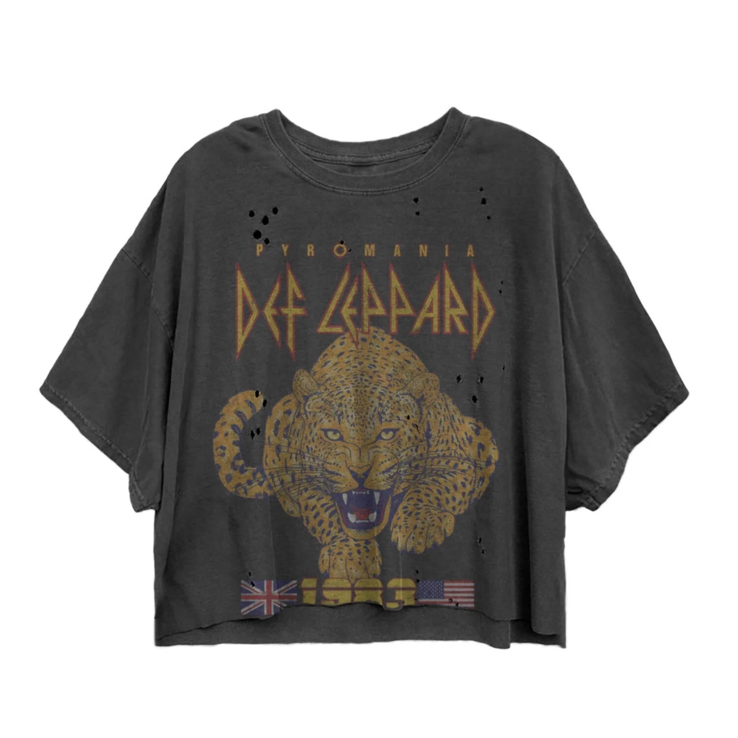 Def Leppard Tour 1983 Cat Vintage Oversize Crop - Walmart.com | Walmart (US)