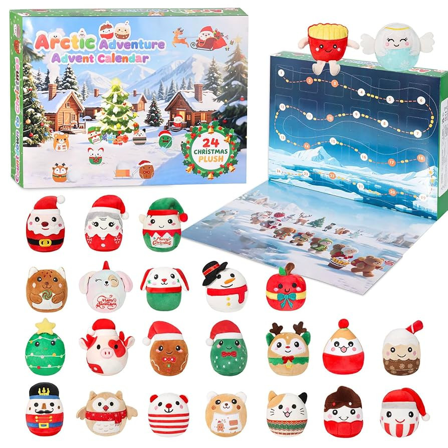 24-Day Plush Advent Calendar 2025 - 3.15" Christmas Countdown Calendar with Mini Collectible Plus... | Amazon (US)
