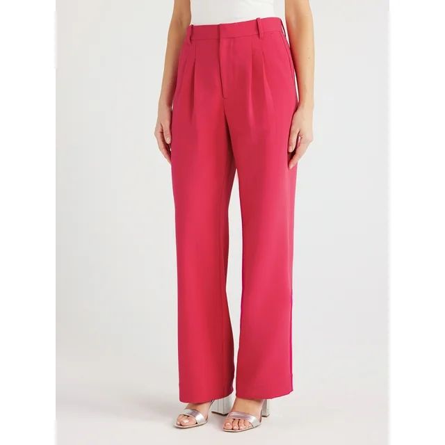 Free Assembly Women’s High Rise Wide Leg Pleated Pants, 32” Inseam, Sizes 0-20 | Walmart (US)
