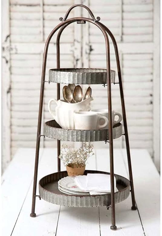 Colonial Tin Works 770012 Galvanized Steel Industrial Round Display Stand 3 Tier, Galvanized Gray | Amazon (US)