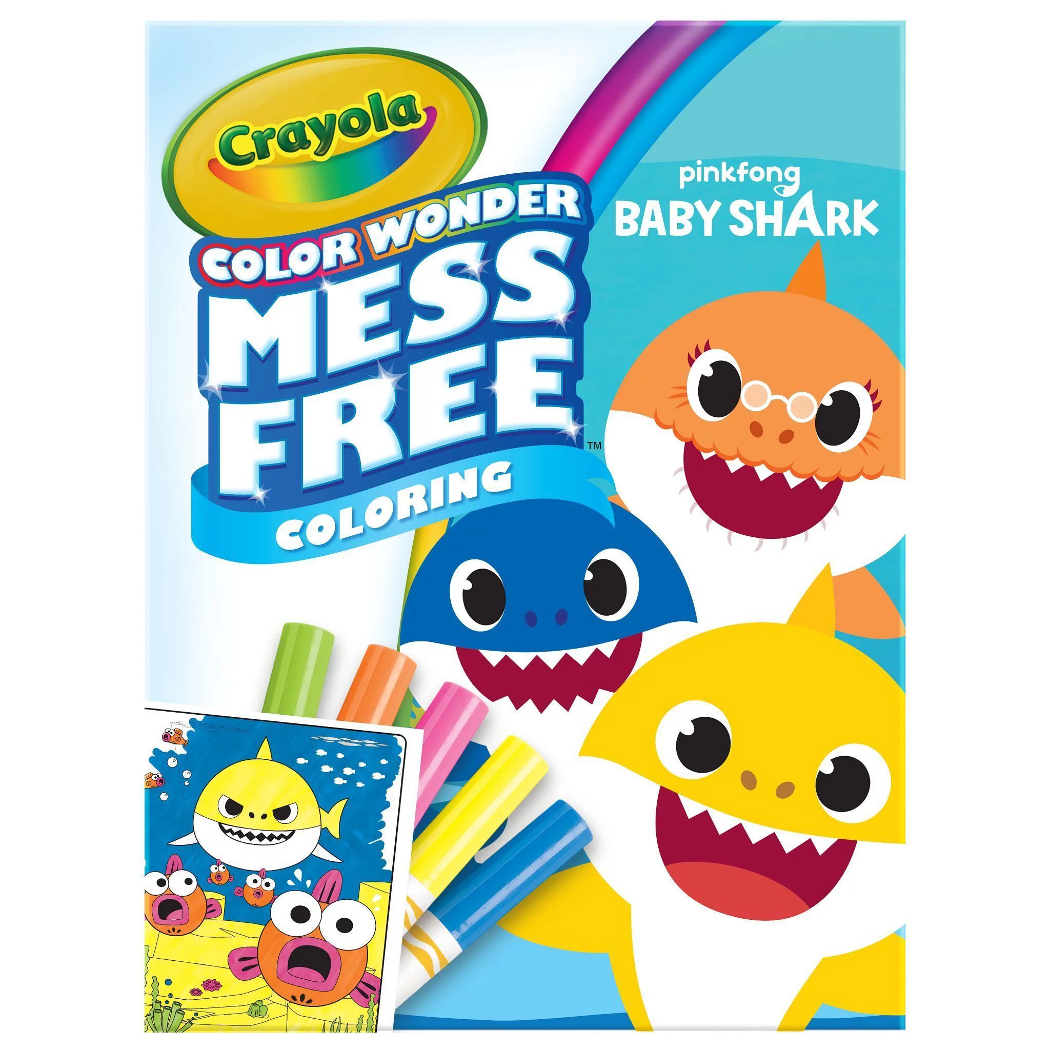 Crayola Color Wonder Mess Free Baby Shark Coloring Set,  18 pages, Toddler Stocking Stuffers, Gif... | Walmart (US)