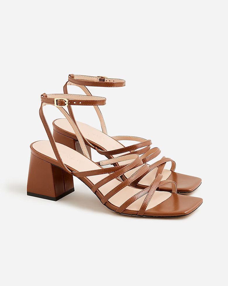 Layne strappy-sandal heels in leather | J. Crew US