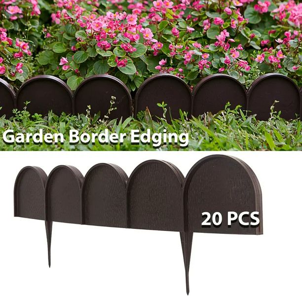 Garden Border Edging in Half Round Arched Design - 20pcs Garden Edging - 33ft Brown Yard Landscap... | Walmart (US)