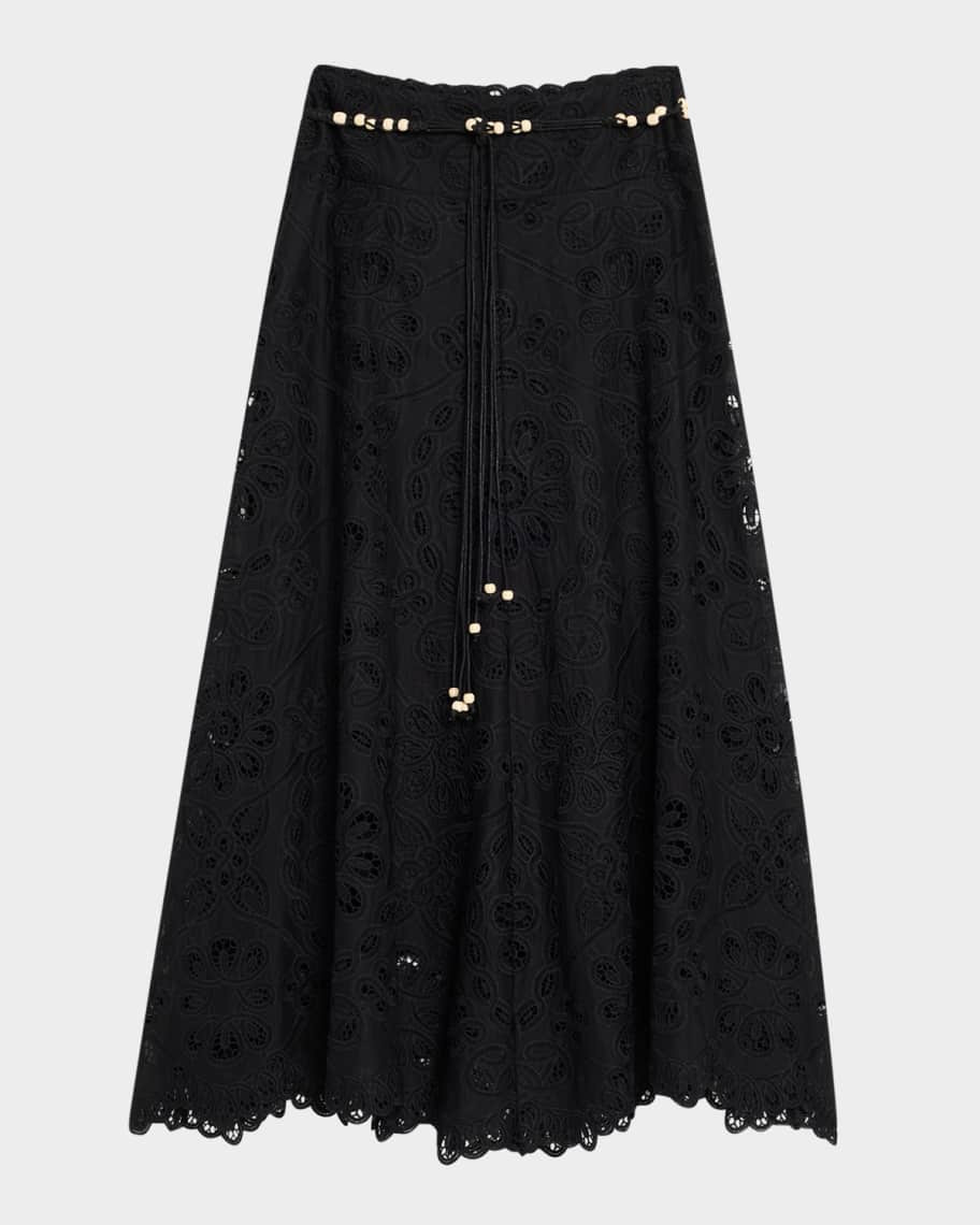 Zimmermann Rhiannon Embroidered Belted Skirt | Neiman Marcus