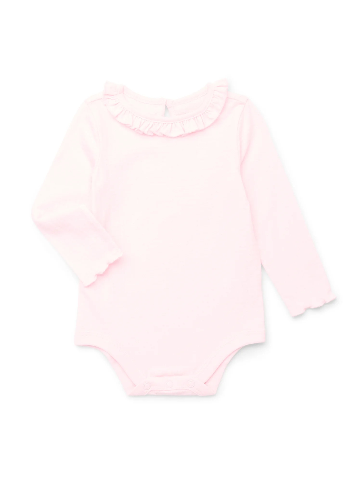 Garanimals Baby Girl Lettuce Edge Bodysuit with Long Sleeves, Sizes 0-24 Months | Walmart (US)