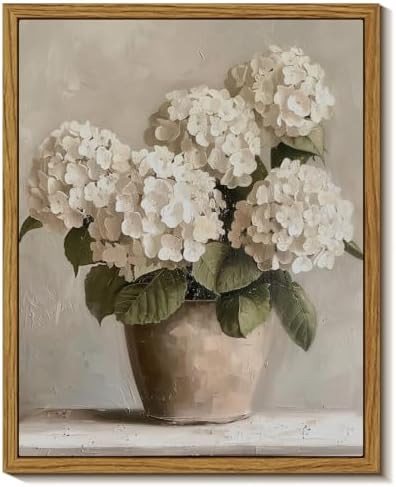 InSimSea Framed Canvas Wall Art Vintage Decor, Hydrangea Floral Pictures Bathroom Wall Decor Aest... | Amazon (US)
