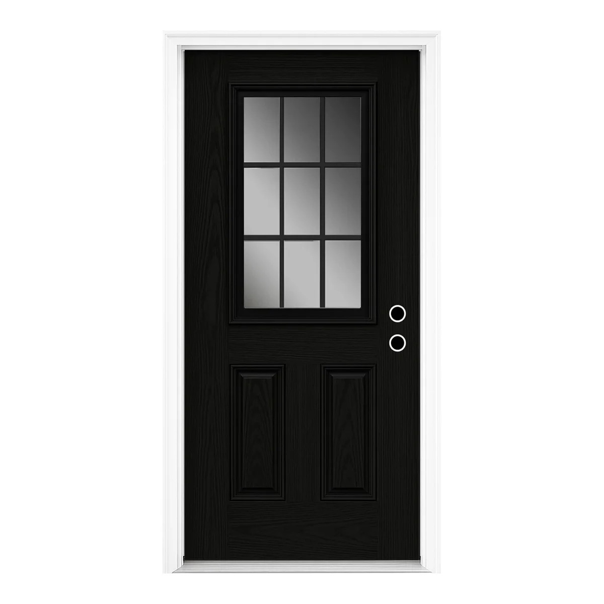 36" x 80" Black Wood-Grain Fiberglass Front Entry Door with Frosted Privacy Glass | Wayfair North America