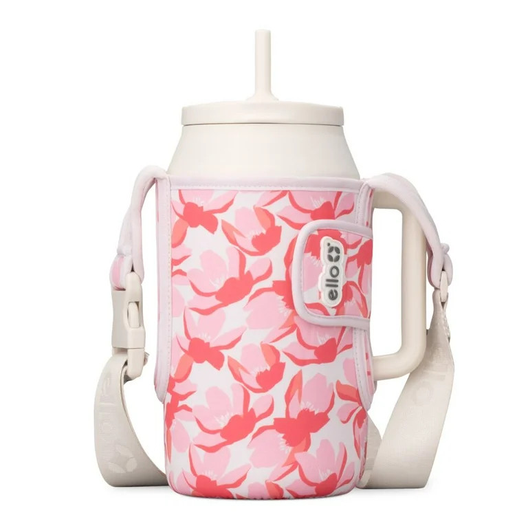 Ello Ultra Clean 64oz Stainless Steel Tumbler with Bottle Bag Sling, Pink Florals | Walmart (US)