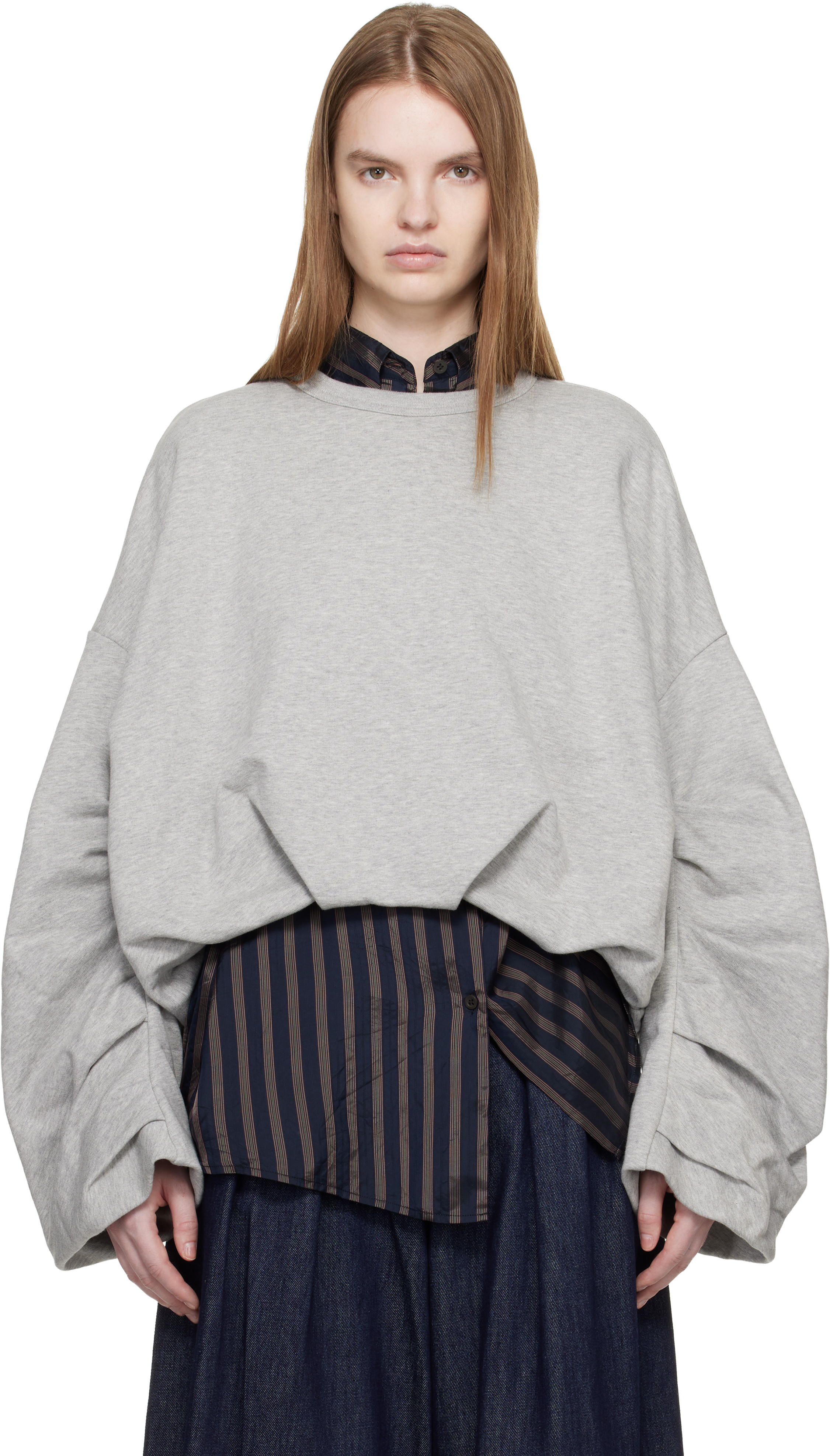 Dries Van Noten Gray Draped Sweatshirt | SSENSE