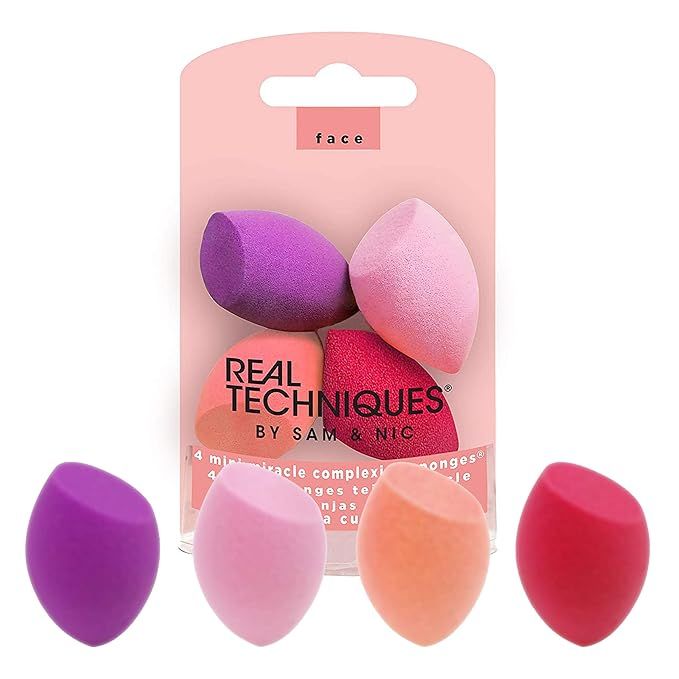 Real Techniques Mini Miracle Complexion Sponge Makeup Blender, Set of 4 Beauty Sponges | Amazon (US)