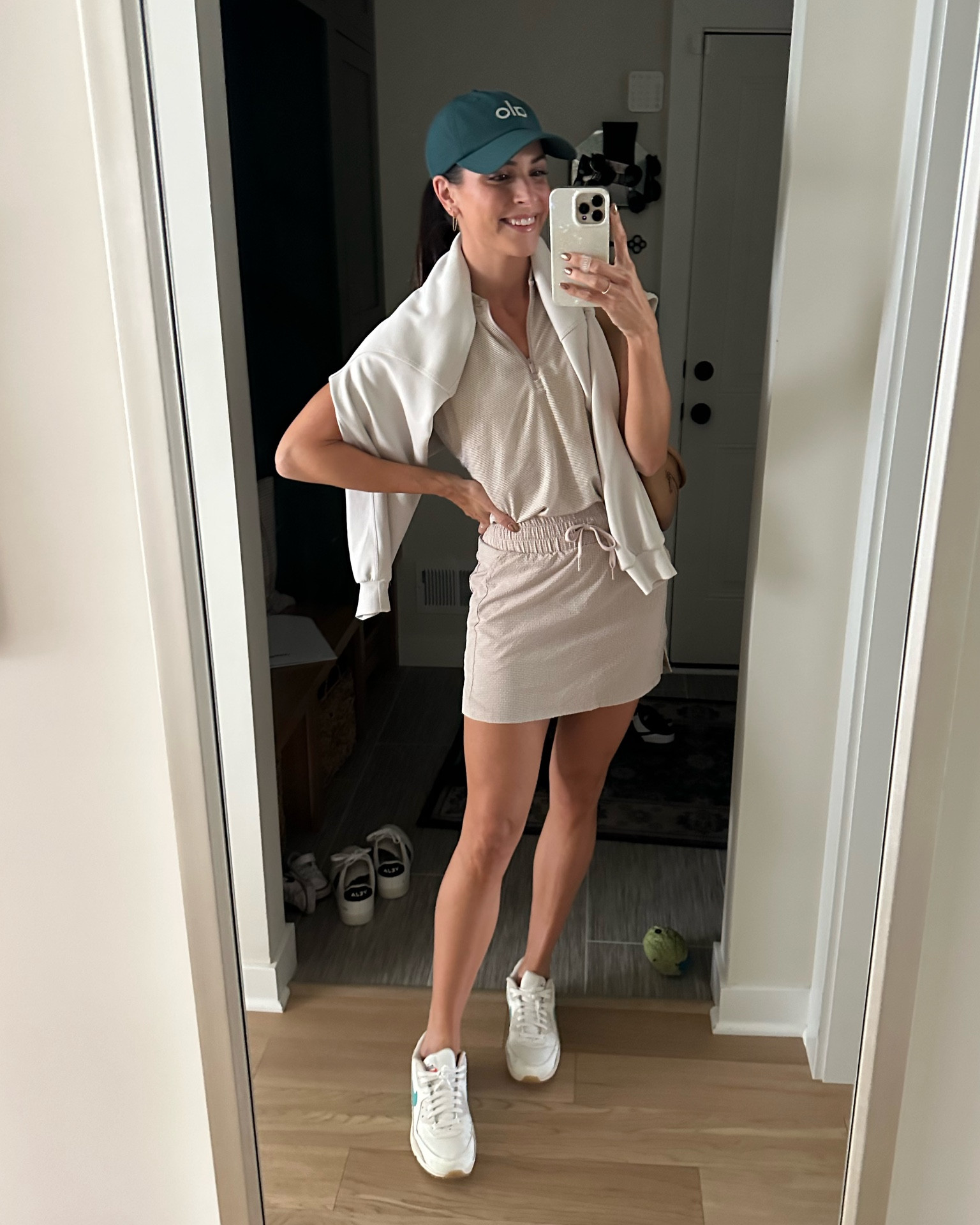 Tank: tts (S) 
Skort: sized down (xs) 
Pullover: tts (6)
Golf sneakers: size up if between 



Golf outfit 

#LTKstyletip #LTKSeasonal #LTKfindsunder100