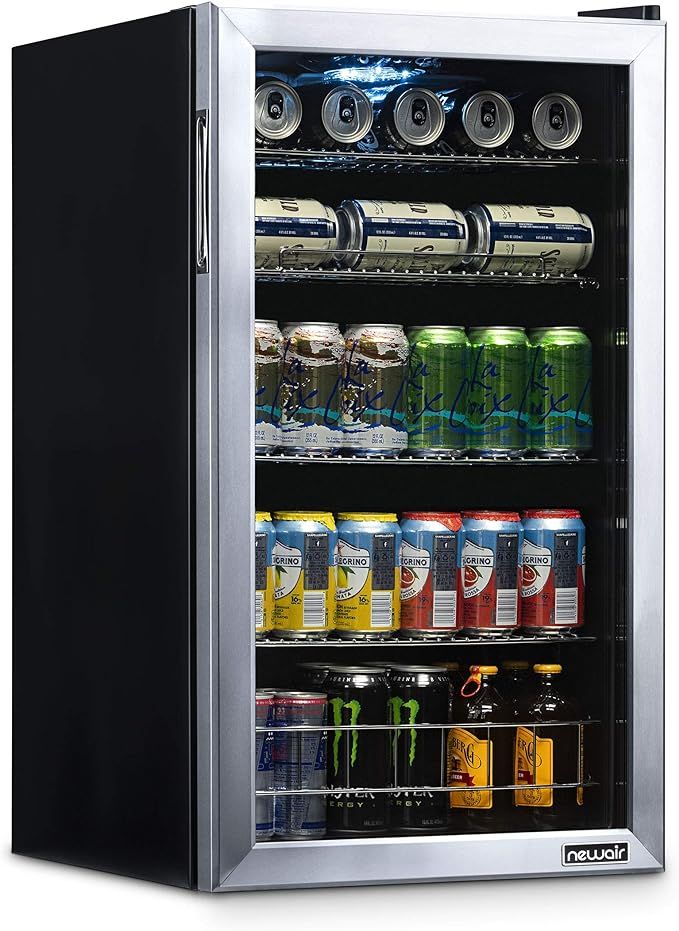 NewAir Beverage Refrigerator And Cooler, Free Standing Glass Door Refrigerator Holds Up To 126 Ca... | Amazon (US)